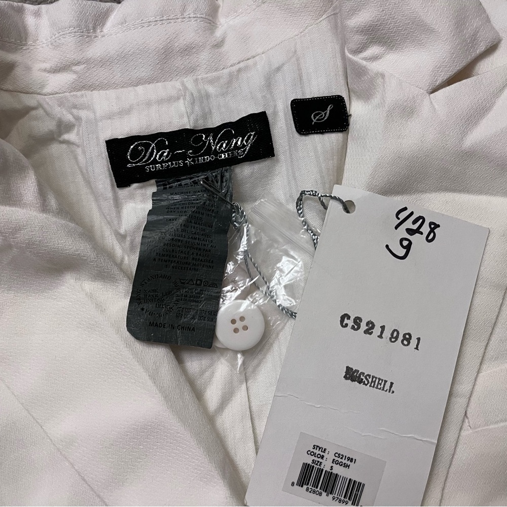 🎉HP!🎉 NWT Da-Nang Eggshell white cotton/silk blazer. Size Small 🕊️ - Picture 10 of 12